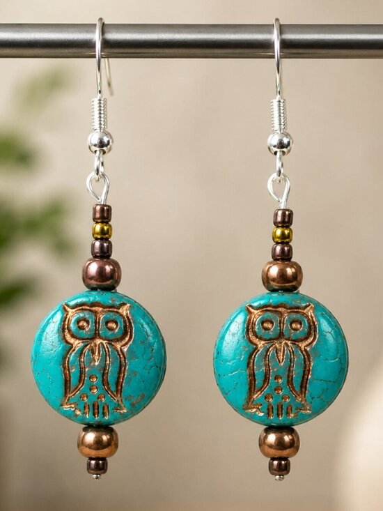 Hand Crafted Jewelry - Handmade Owl Drop Earrings | Sterling Silver